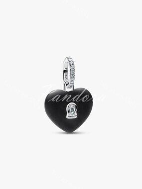 Pandora Matte Black Ceramic Heart Padlock Dangle Charm